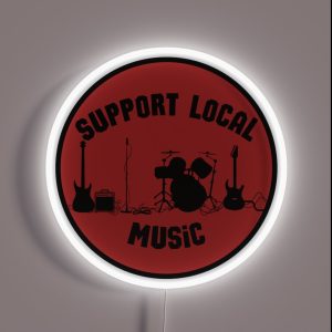 Support Local Music Red And Black RGB Neon Sign