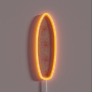 Surfboard Hibiscus Pattern RGB Neon Sign