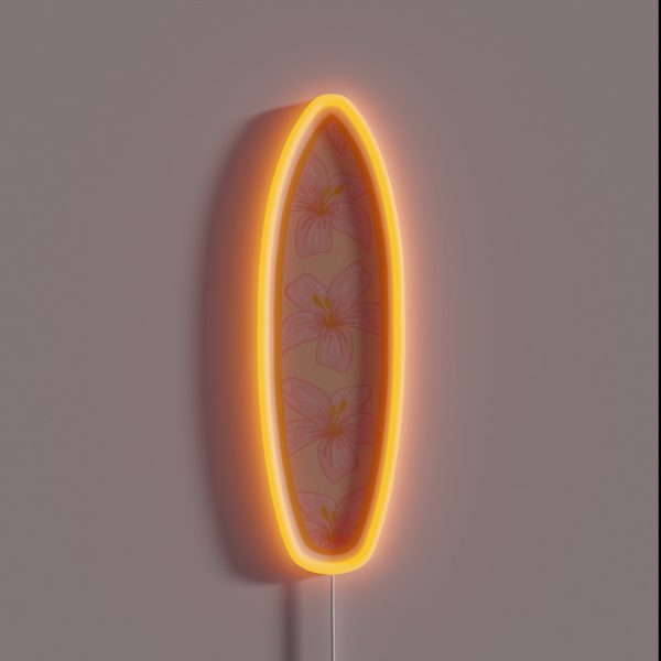 Surfboard Hibiscus Pattern RGB Neon Sign