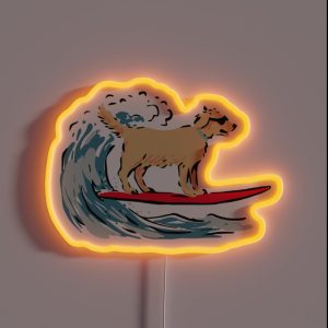 Surfing Dog RGB Neon Sign