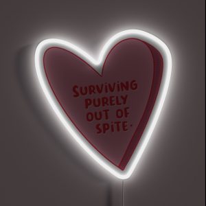 Surviving Purely Out Of Spite Dark Humor Candy Heart Block RGB Neon Sign