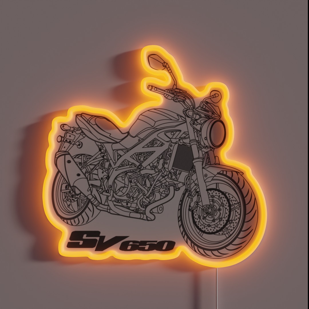 Suzuki SV 650 White Motorcycle RGB Neon Sign Suzuki SV 650 White Motorcycle RGB Neon Sign