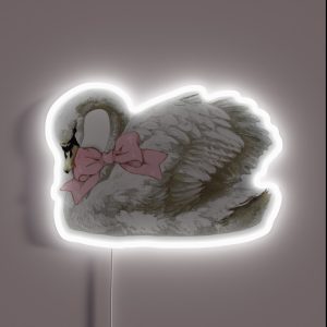Swan With Ribbon Bow RGB Neon Sign