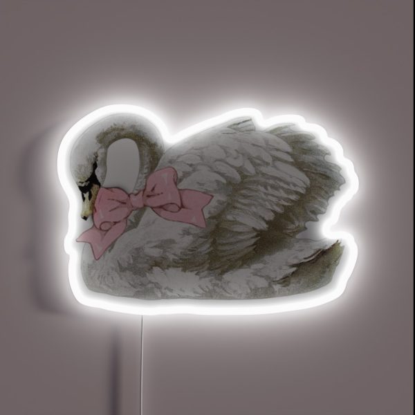 Swan With Ribbon Bow RGB Neon Sign