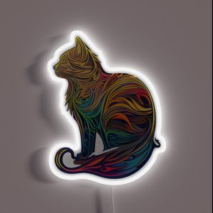 Swirls Multicoloured Rainbow Cat RGB Neon Sign