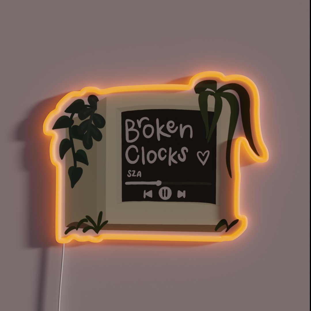 SZA Broken Clocks RGB Neon Sign SZA Broken Clocks RGB Neon Sign
