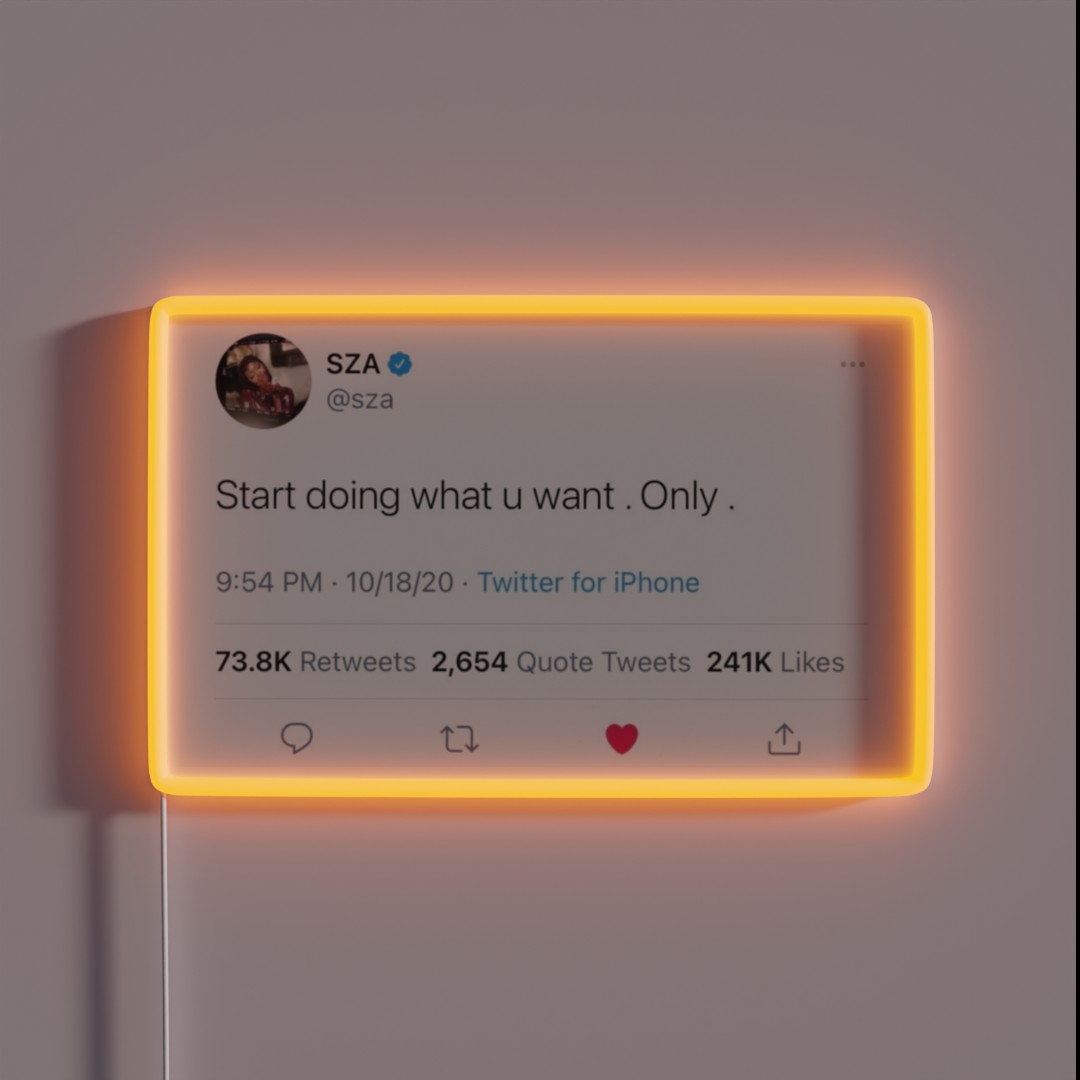 Sza Twitter Quote RGB Neon Sign Sza Twitter Quote RGB Neon Sign