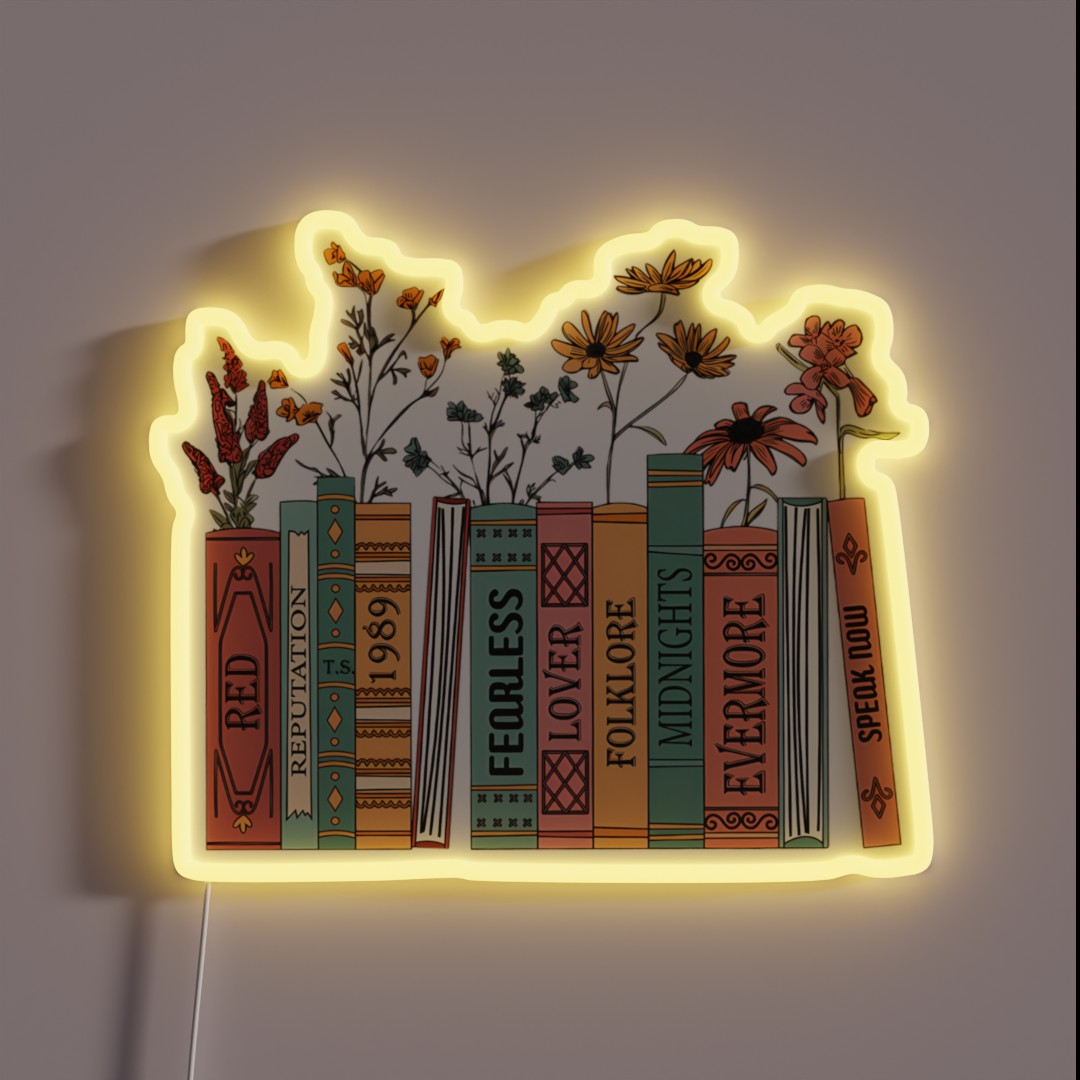 Taylor Albums Book Flowers Country Music RGB Neon Sign Taylor Albums Book Flowers Country Music RGB Neon Sign