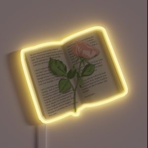 Taylor Daylight Lyrics Poetry Book With Pink Rose RGB Neon Sign