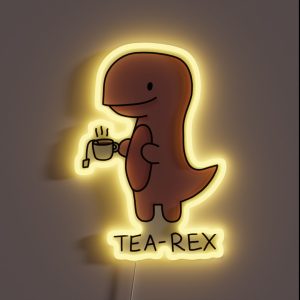 Tea Rex Illustration RGB Neon Sign