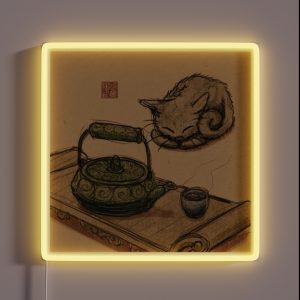 Tea Time Kitten RGB Neon Sign