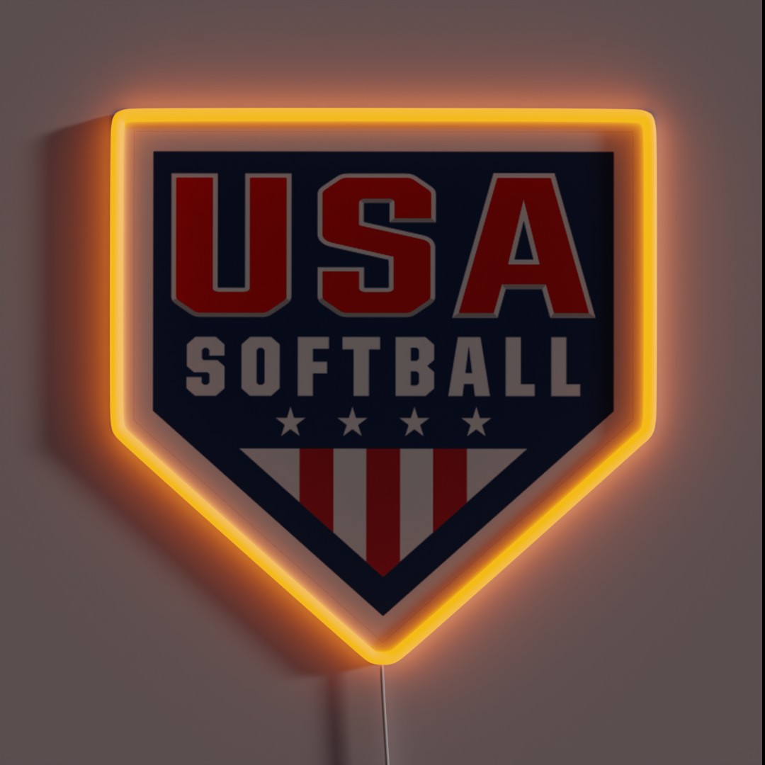 Team USA Softball Logo RGB Neon Sign Team USA Softball Logo RGB Neon Sign