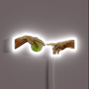 Tennis Michelangelo Tennis Ball Hand Tennis Player Funny RGB Neon Sign