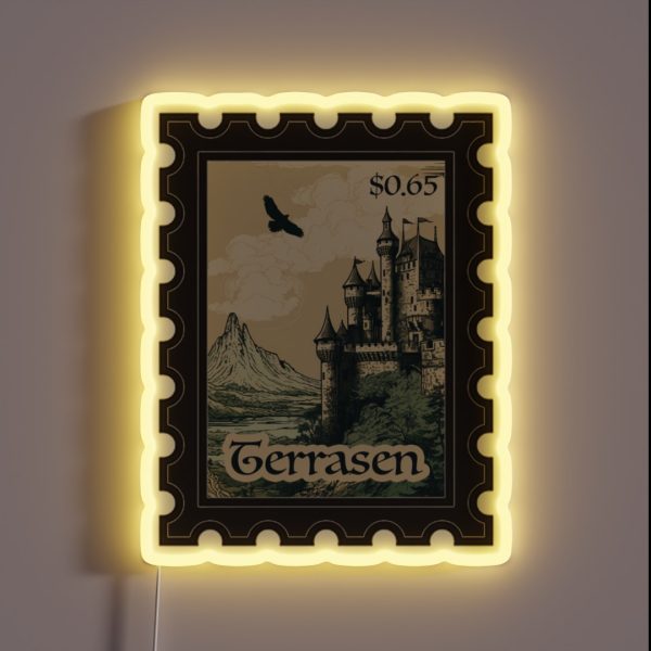 Terrasen Vintage Wood Block Style Stamp RGB Neon Sign