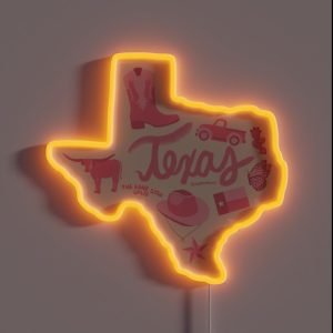 Texas State Pink RGB Neon Sign