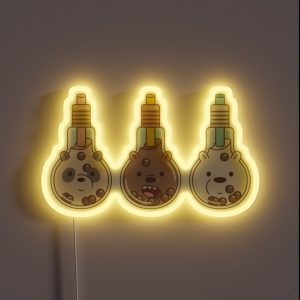The Bear Bubble Tea We Bare Bears Fan Art RGB Neon Sign