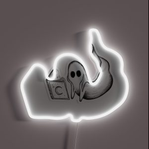 The Bookworm Ghost RGB Neon Sign