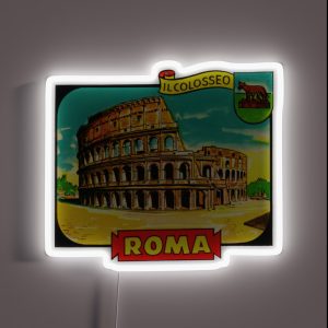 The Colosseum Rome Italy Vintage Travel Decal RGB Neon Sign