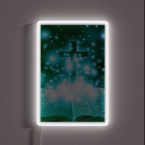 The Cross And The Open Bible Religion RGB Neon Sign