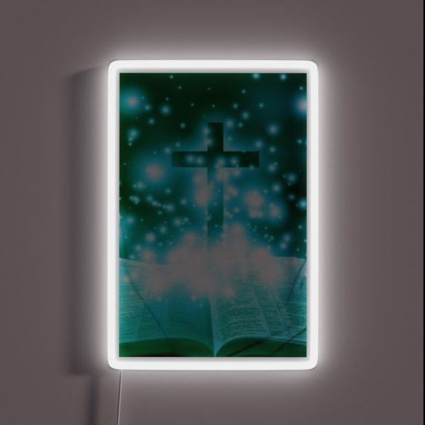 The Cross And The Open Bible Religion RGB Neon Sign