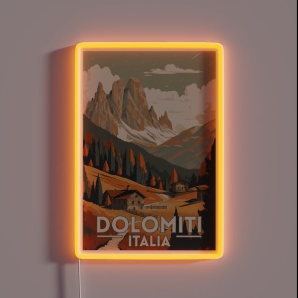 The Dolomites Italy Retro Vintage Travel RGB Neon Sign