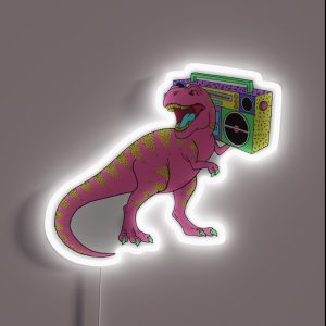 The Evolution Of Music Retro Dinosaur 80 S Eighties RGB Neon Sign