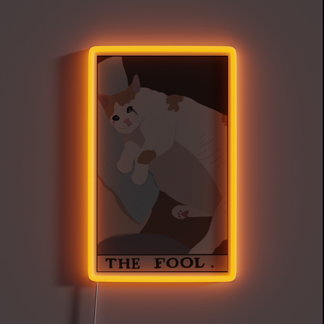 The Fool Crying Meme Cat Tarot RGB Neon Sign The Fool Crying Meme Cat Tarot RGB Neon Sign