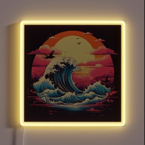 The Great Retro Wave Japanese Ravens Sunset RGB Neon Sign The Great Retro Wave Japanese Ravens Sunset RGB Neon Sign