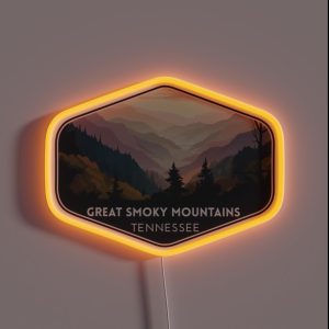 The Great Smoky Mountains Tennessee Travel Art RGB Neon Sign The Great Smoky Mountains Tennessee Travel Art RGB Neon Sign