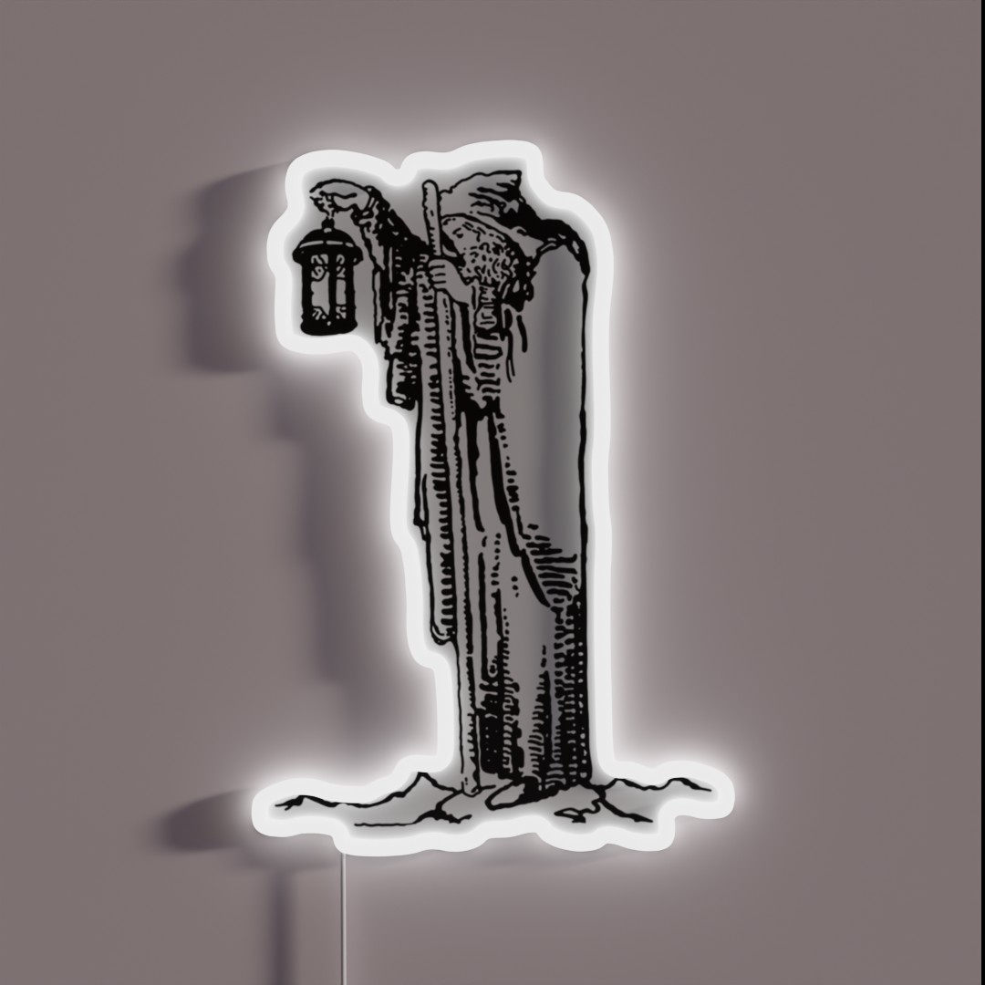 The Hermit Line Drawing Tarot RGB Neon Sign The Hermit Line Drawing Tarot RGB Neon Sign