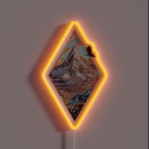 The Lonely Mountain Dragon Digital Art Diamond Frame Black Fantasy RGB Neon Sign