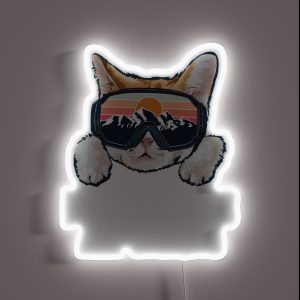 The Meowtains Are Calling For A Cat Lover Snowborder Skier RGB Neon Sign The Meowtains Are Calling For A Cat Lover Snowborder Skier RGB Neon Sign