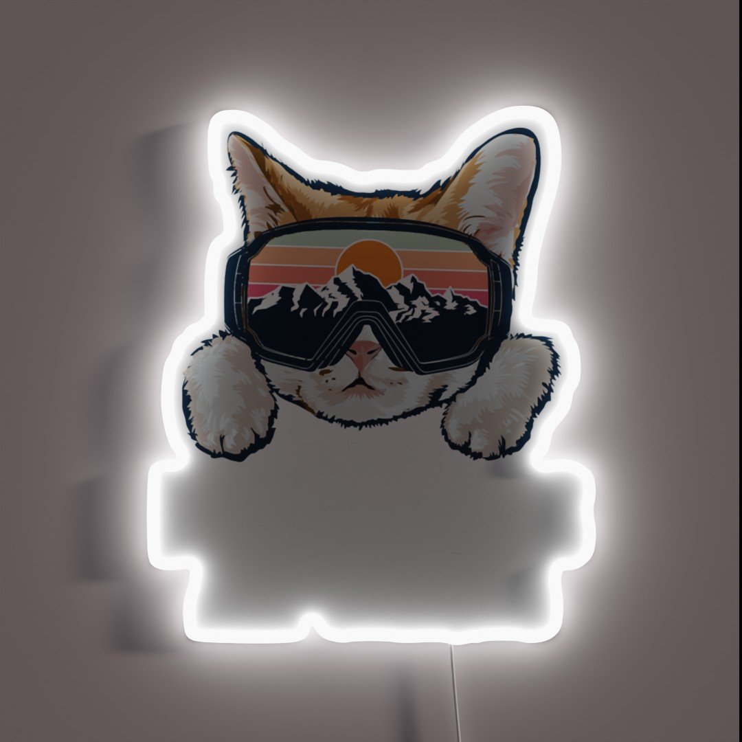 The Meowtains Are Calling For A Cat Lover RGB Neon Sign The Meowtains Are Calling For A Cat Lover RGB Neon Sign