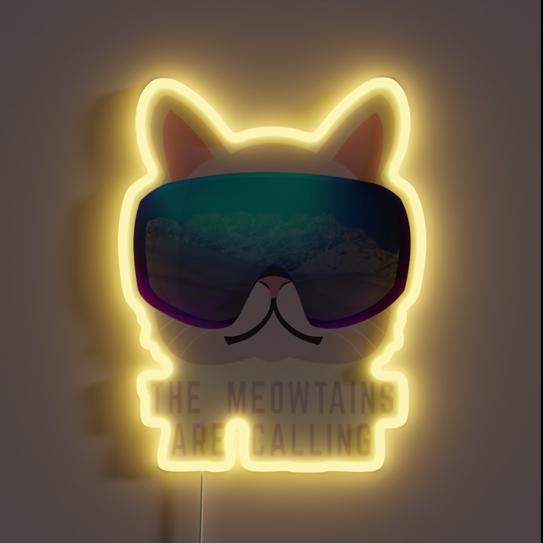 The Meowtains Are Calling Ski Cat RGB Neon Sign The Meowtains Are Calling Ski Cat RGB Neon Sign