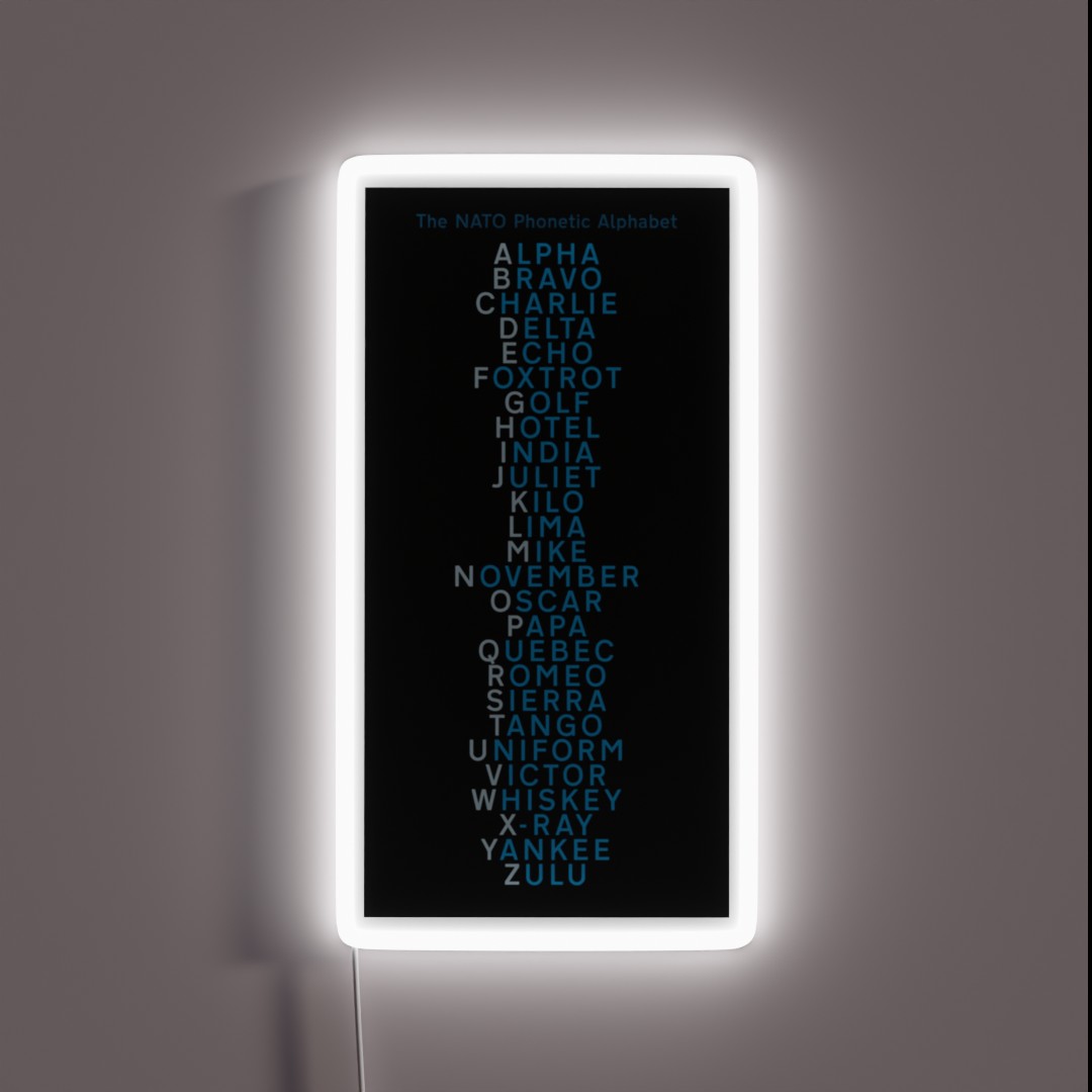 The NATO Phonetic Alphabet RGB Neon Sign The NATO Phonetic Alphabet RGB Neon Sign