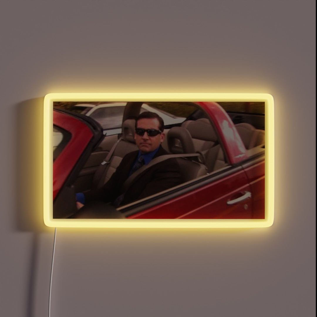 THE OFFICE MEME MICHAEL SCOTT DRIVING HIS CAR RGB Neon Sign THE OFFICE MEME MICHAEL SCOTT DRIVING HIS CAR RGB Neon Sign