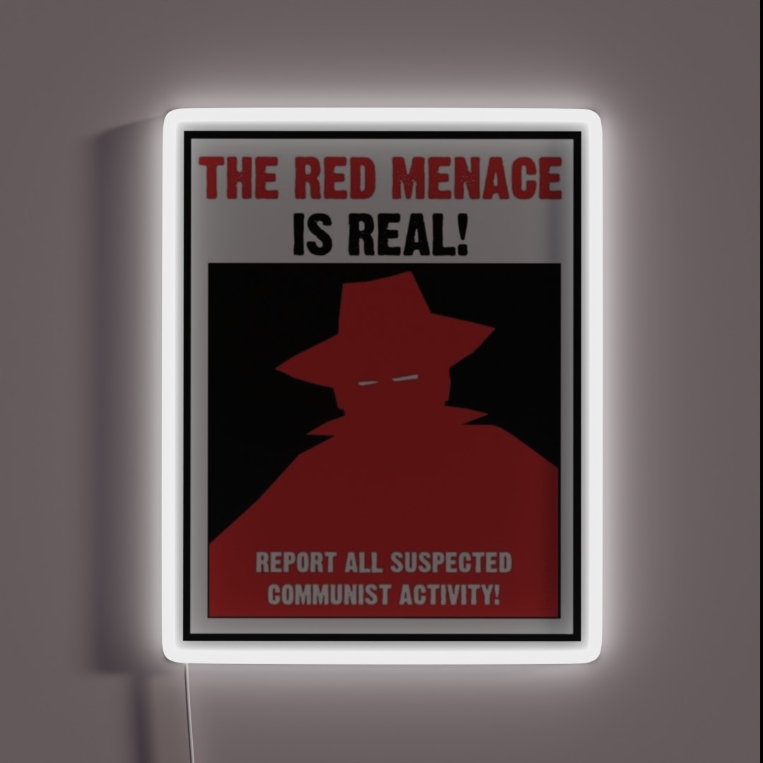The Red Menace Propaganda Poster RGB Neon Sign The Red Menace Propaganda Poster RGB Neon Sign