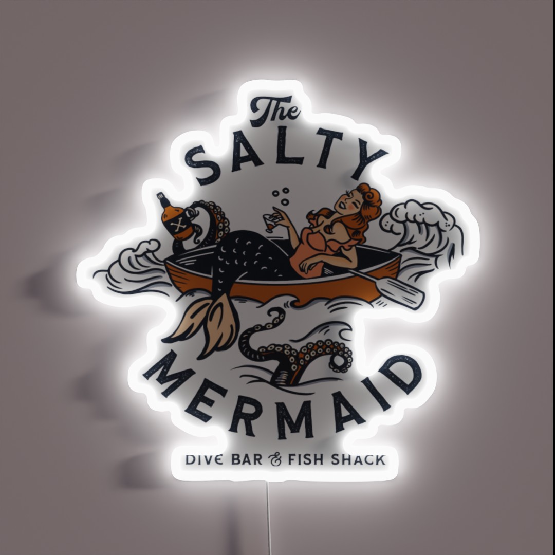 The Salty Mermaid Dive Bar And Fish Shack RGB Neon Sign The Salty Mermaid Dive Bar And Fish Shack RGB Neon Sign