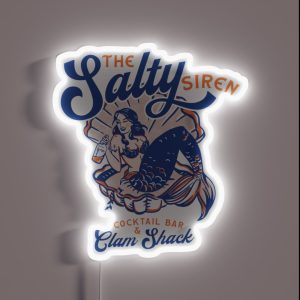 The Salty Siren Cocktail Bar And Clam Shack Cute Retro Mermaid Travel Art RGB Neon Sign The Salty Siren Cocktail Bar And Clam Shack Cute Retro Mermaid Travel Art RGB Neon Sign