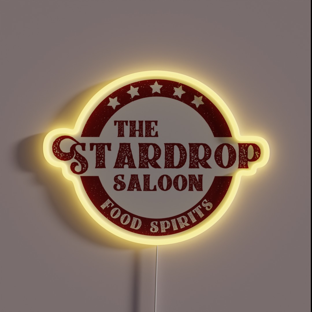 The Stardrop Saloon Pub Logo Stardew Valley RGB Neon Sign The Stardrop Saloon Pub Logo Stardew Valley RGB Neon Sign