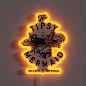 The Tipsy Mermaid Dive Bar Fish Shack Vintage RGB Neon Sign