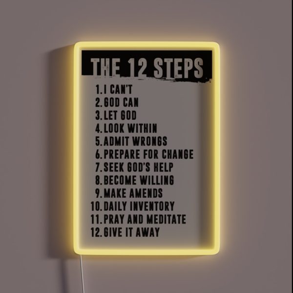 The Twelve 12 Steps Minimal Simple Art AA NA RGB Neon Sign