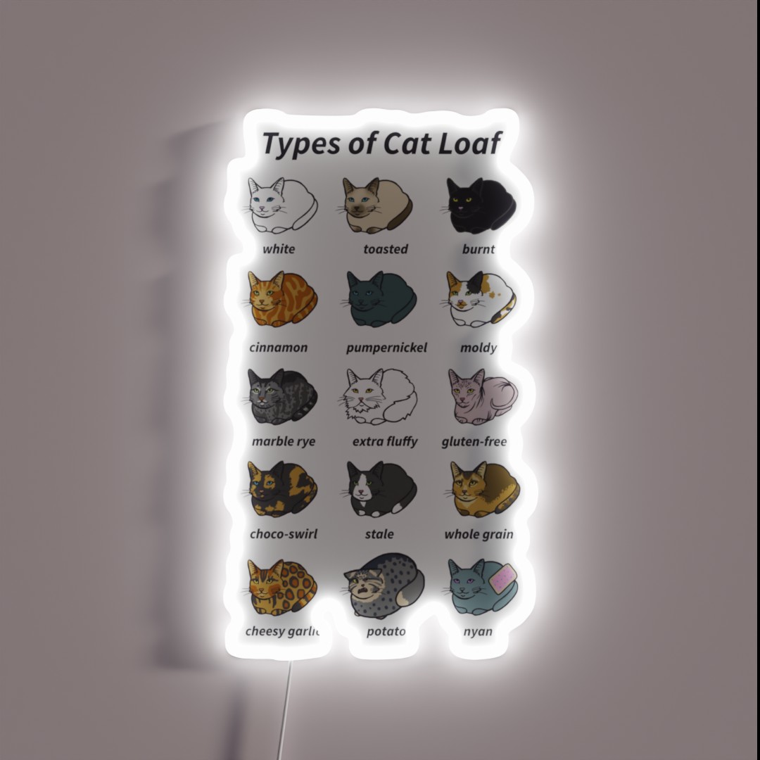 The Types Of Cat Loaf RGB Neon Sign The Types Of Cat Loaf RGB Neon Sign