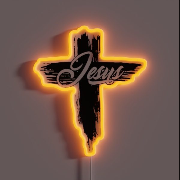 The Word Love With Heart And Cross 3 RGB Neon Sign