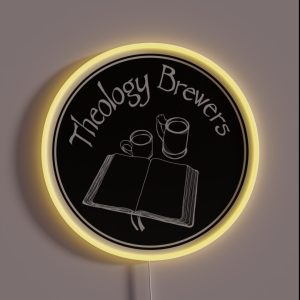 Theology Brewer Logo Circle White RGB Neon Sign