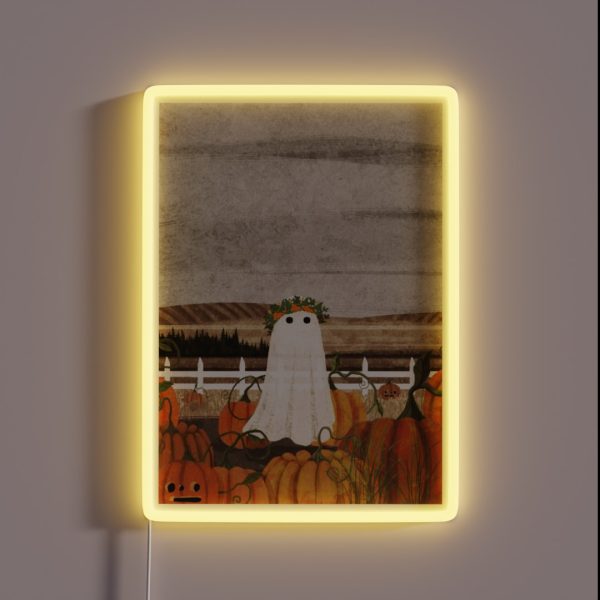 There S A Ghost In The Pumpkins Patch Again RGB Neon Sign