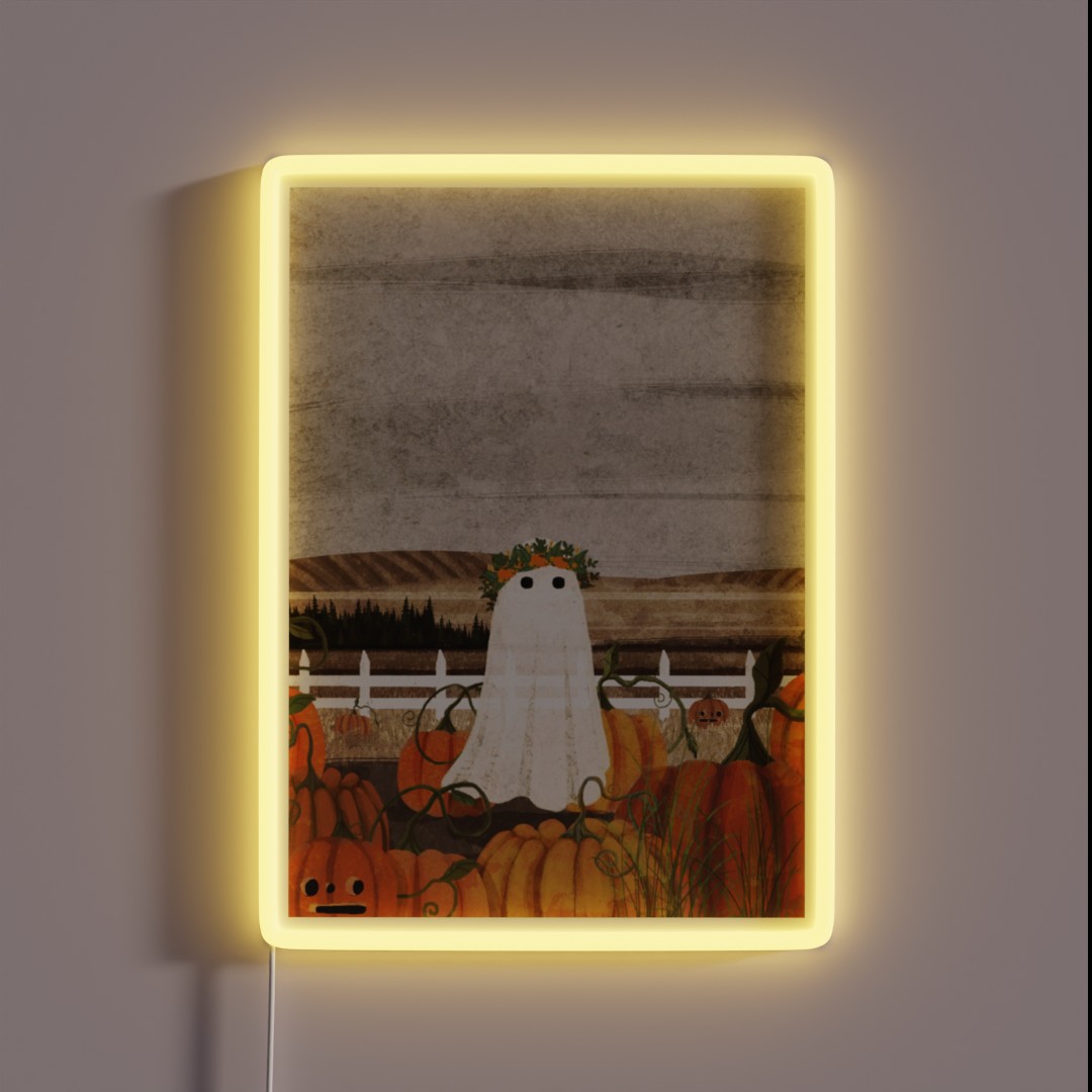 There S A Ghost In The Pumpkins Patch Again RGB Neon Sign There S A Ghost In The Pumpkins Patch Again RGB Neon Sign