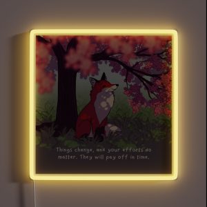 Things Change Sakura Tree Fox RGB Neon Sign