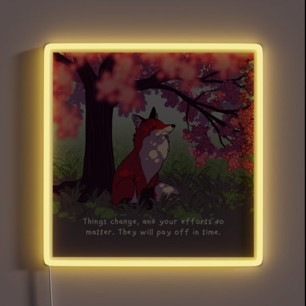 Things Change Sakura Tree Fox RGB Neon Sign
