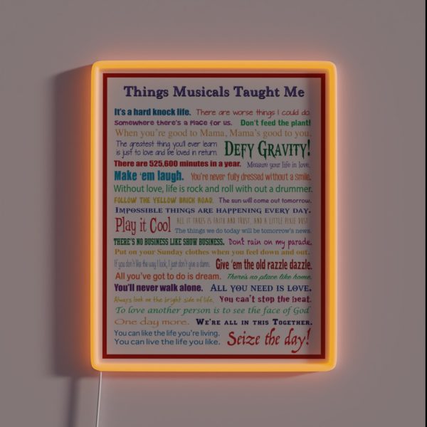 Things Musicals Taught Me RGB Neon Sign
